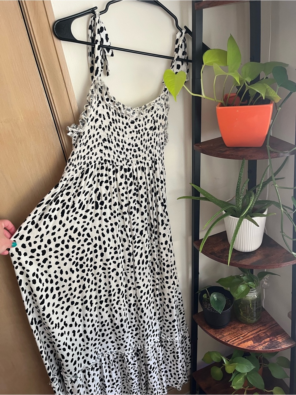 Women’s White and Black Dalmatian Print Maxi Dress
